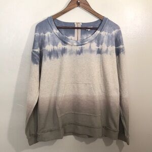 NEW POL Blue and Gray Tie-Dye Top